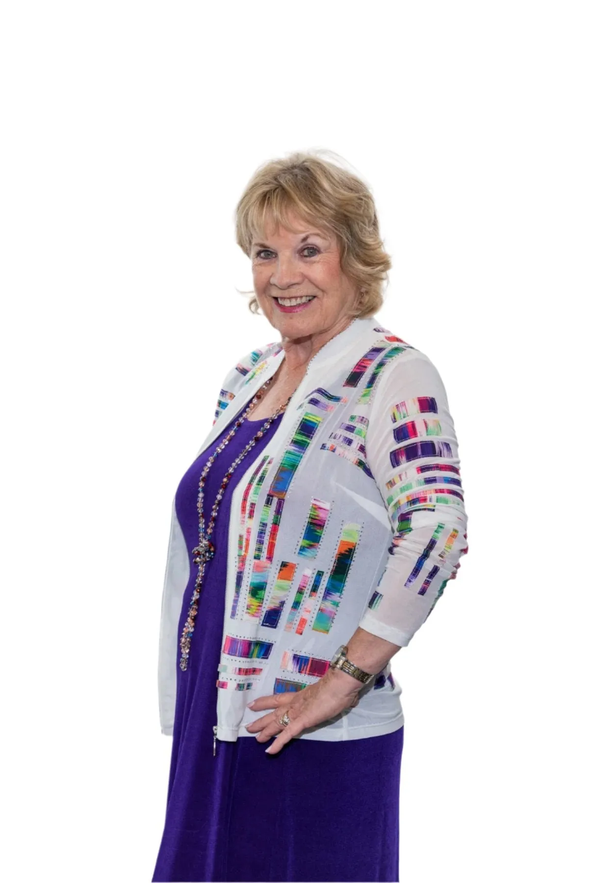 037- Vecceli White Mesh Patchwork Jacket