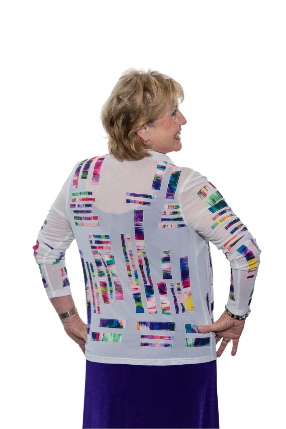 037- Vecceli White Mesh Patchwork Jacket