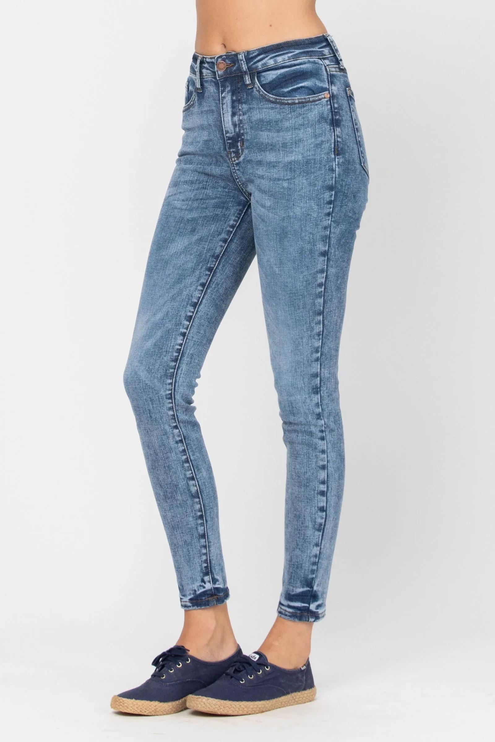 1 & 3 ONLY Judy Blue: Acid Wash Skinny Jeans