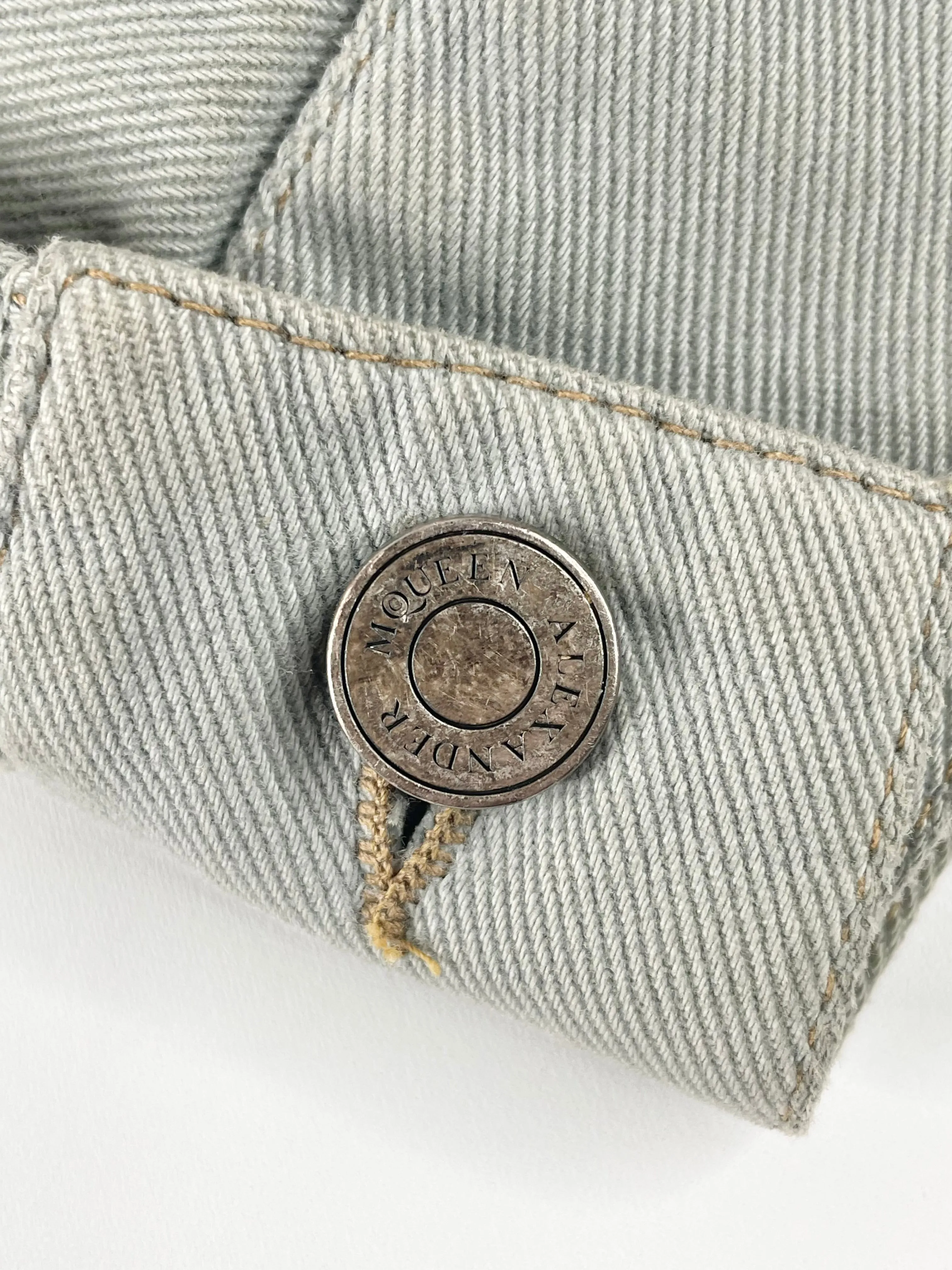 Alexander McQueen Sage Green Chain-Belted Denim Jacket - AU14
