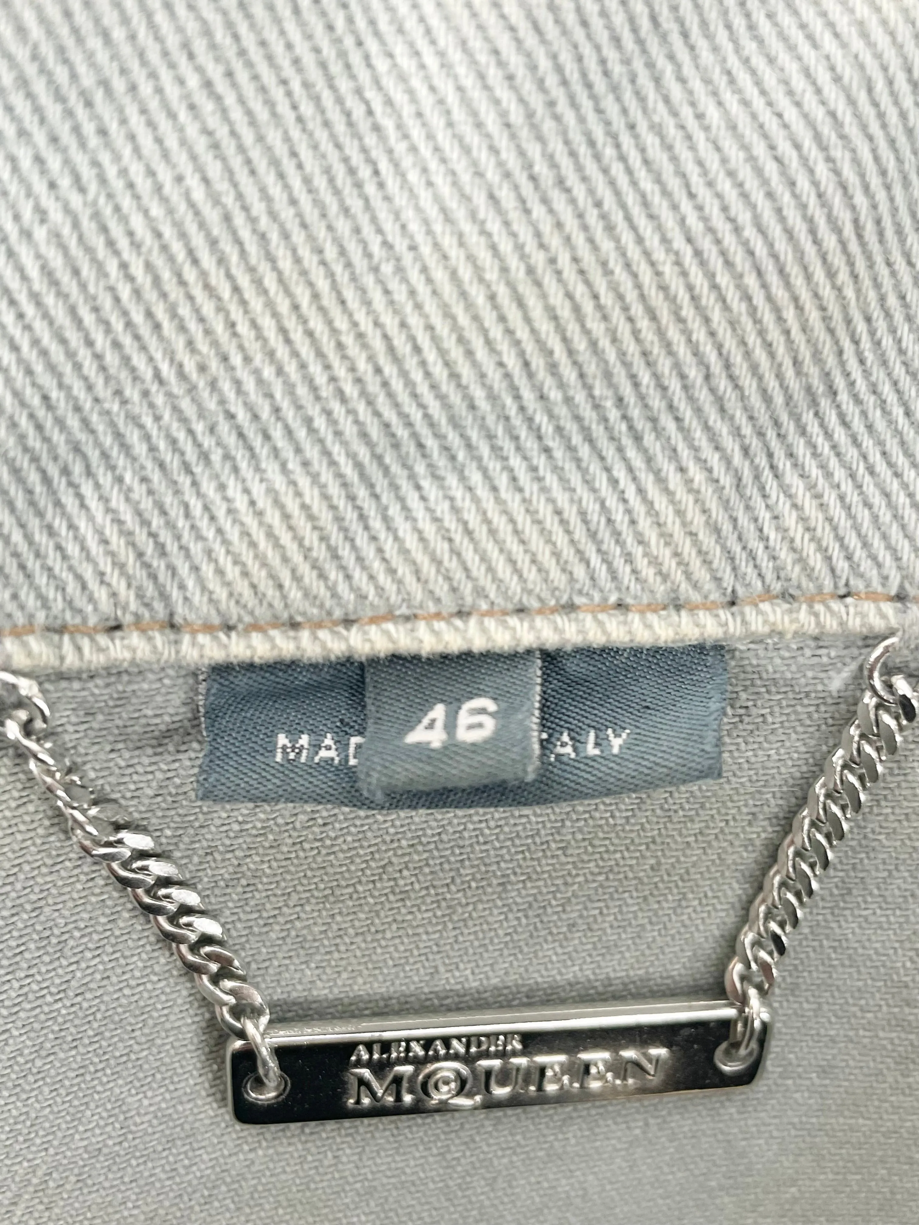 Alexander McQueen Sage Green Chain-Belted Denim Jacket - AU14