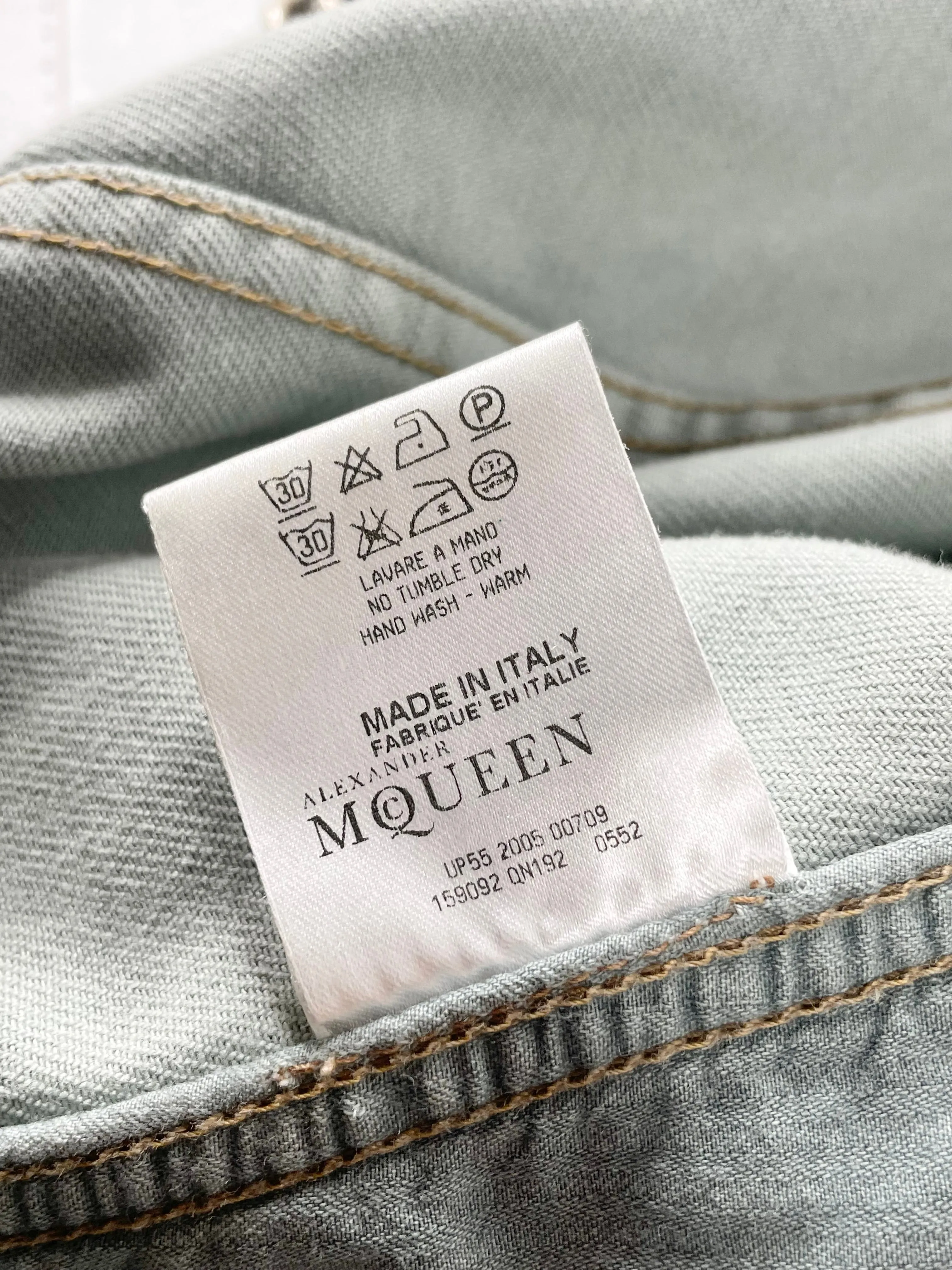 Alexander McQueen Sage Green Chain-Belted Denim Jacket - AU14