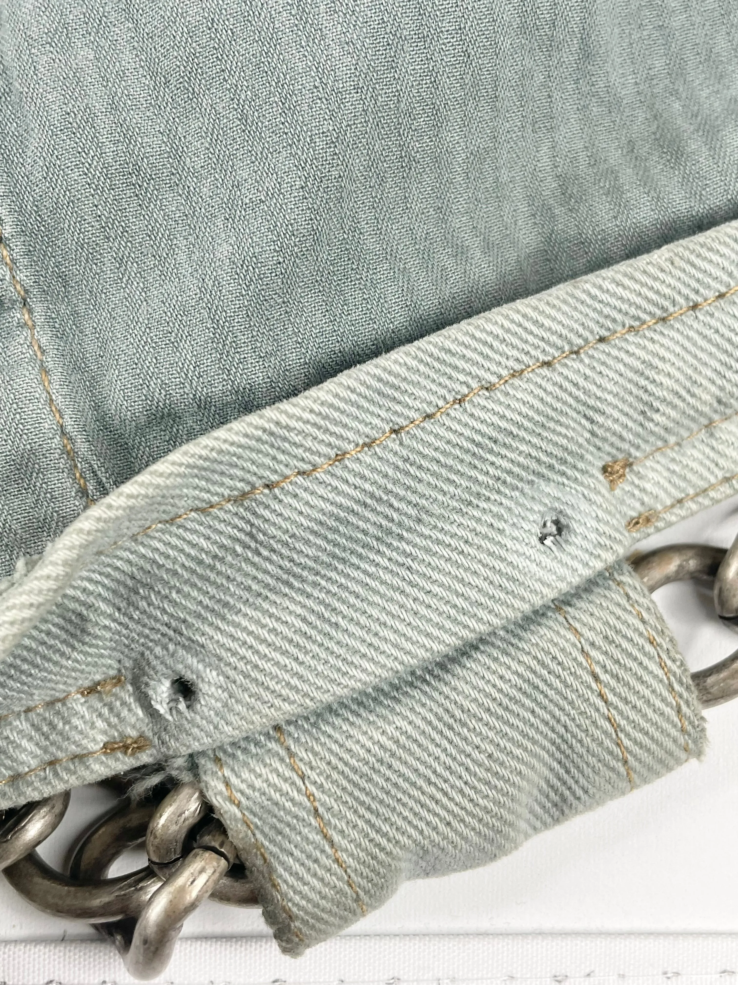 Alexander McQueen Sage Green Chain-Belted Denim Jacket - AU14