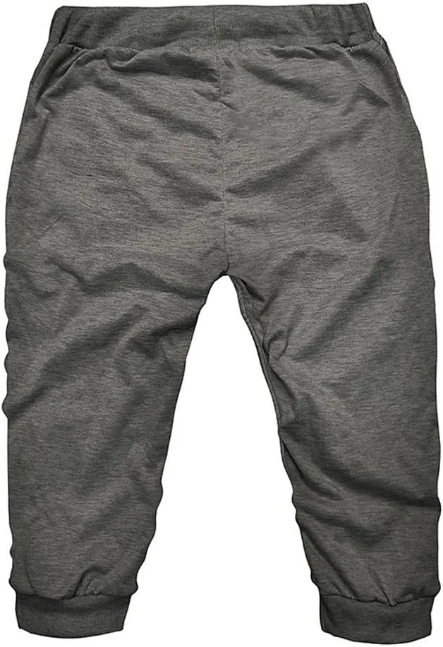 below The Knee Shorts for Men 3/4 Joggers Capri Pants Tapered Fit Workout Gym Training Running Workout Sweatpants