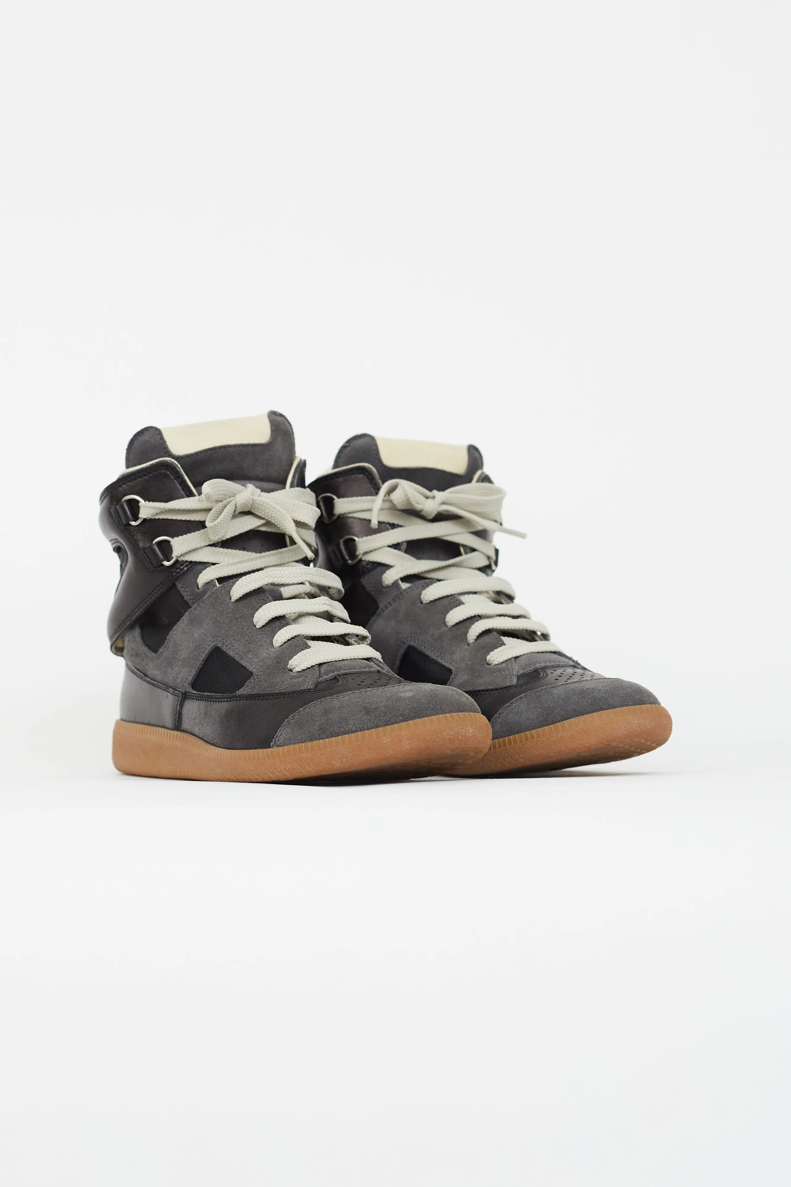 Black & Grey Leather High-Top Sneaker