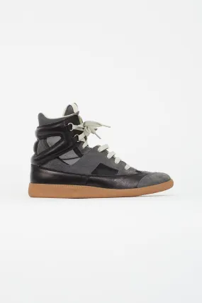 Black & Grey Leather High-Top Sneaker