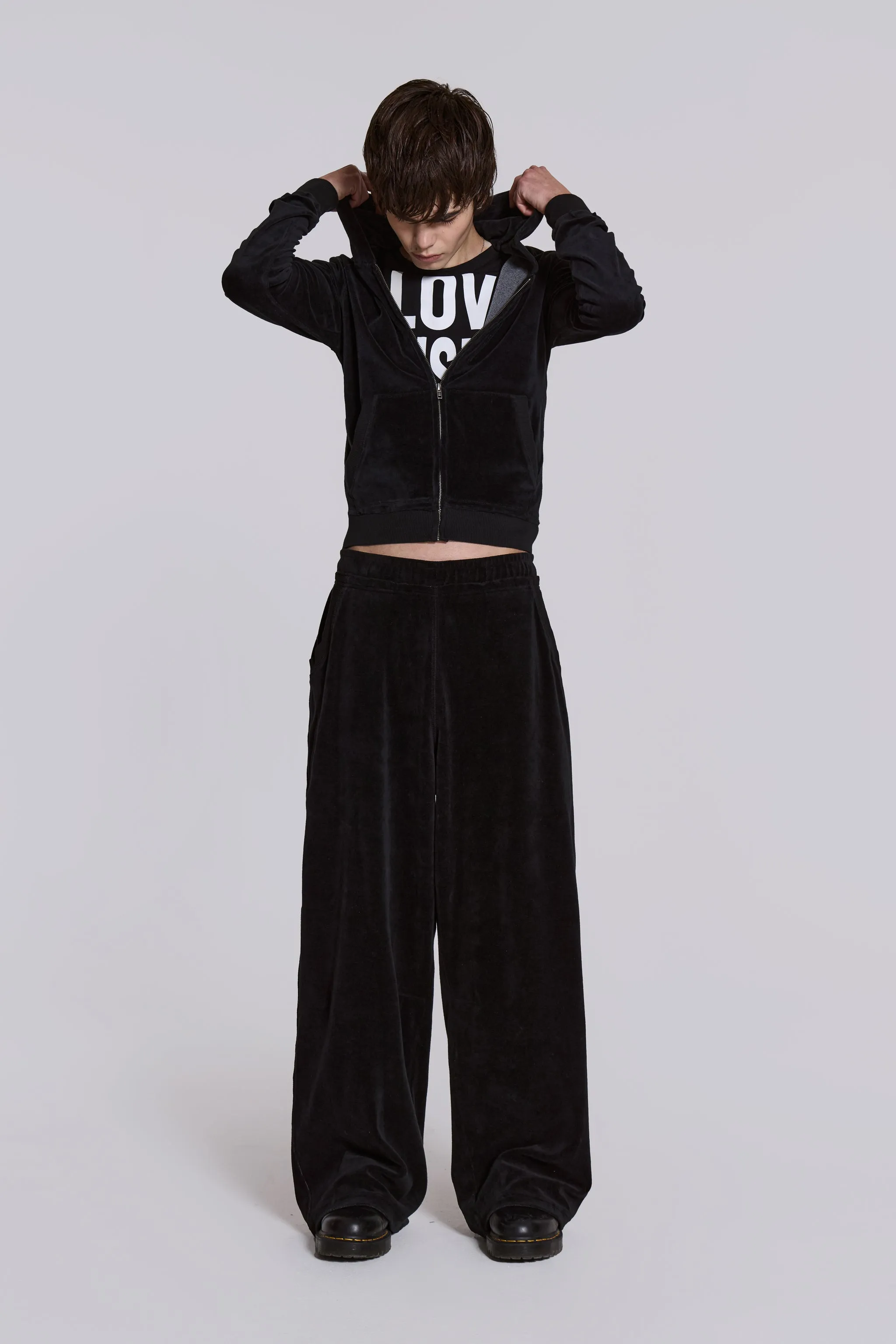 Black Velour Monster Jogger