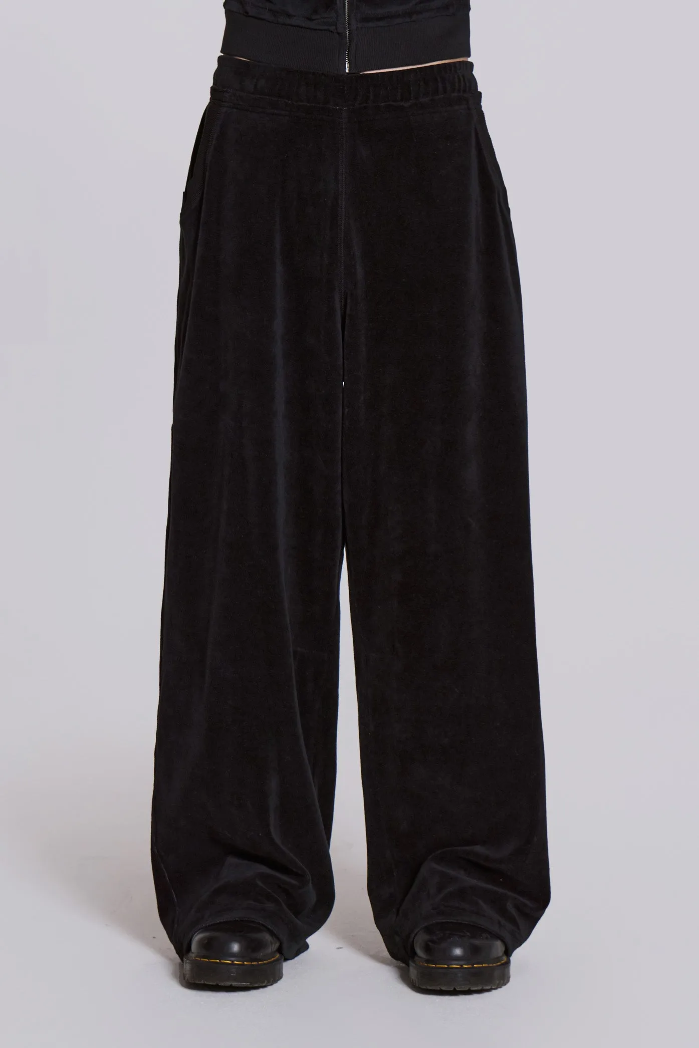 Black Velour Monster Jogger