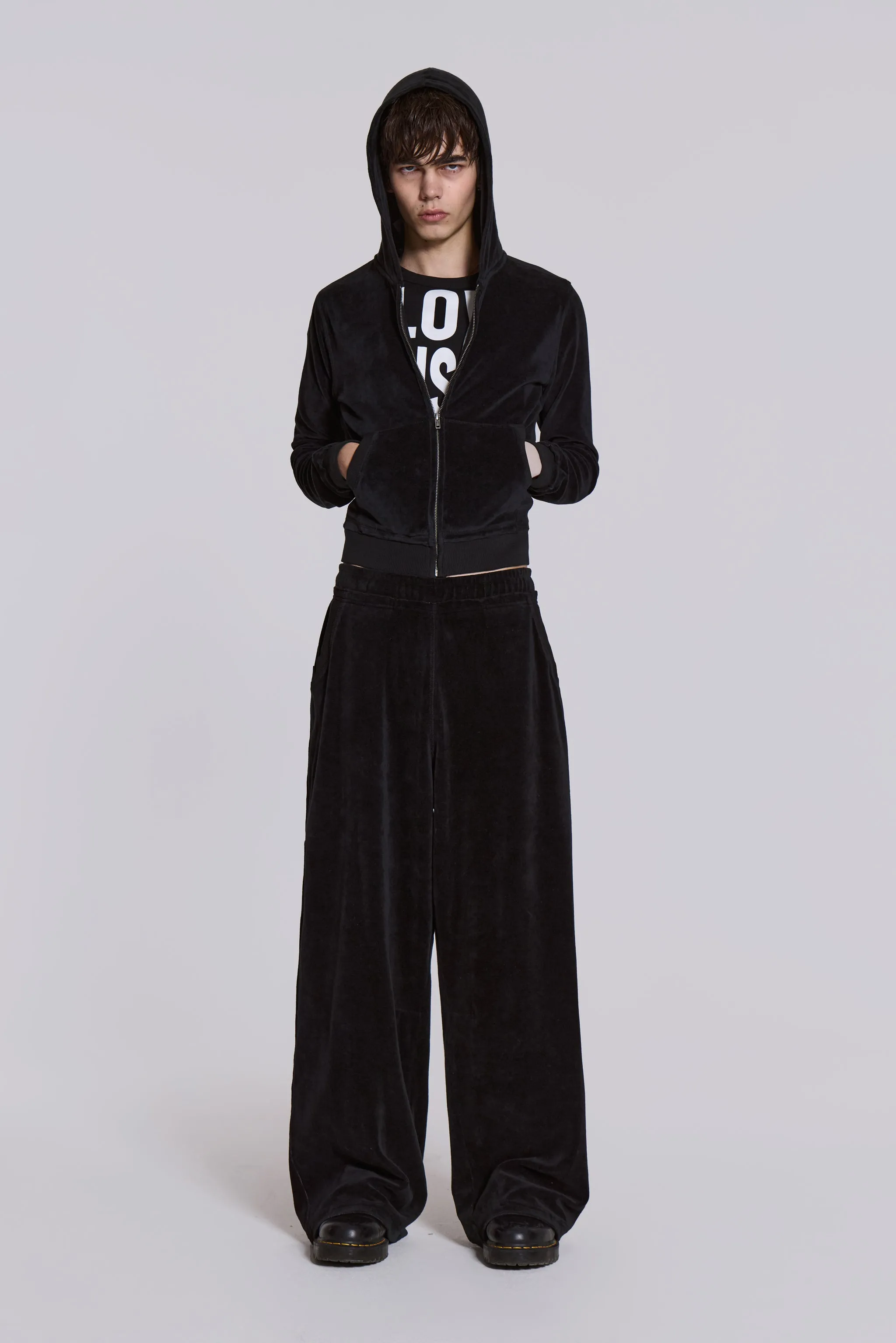 Black Velour Monster Jogger