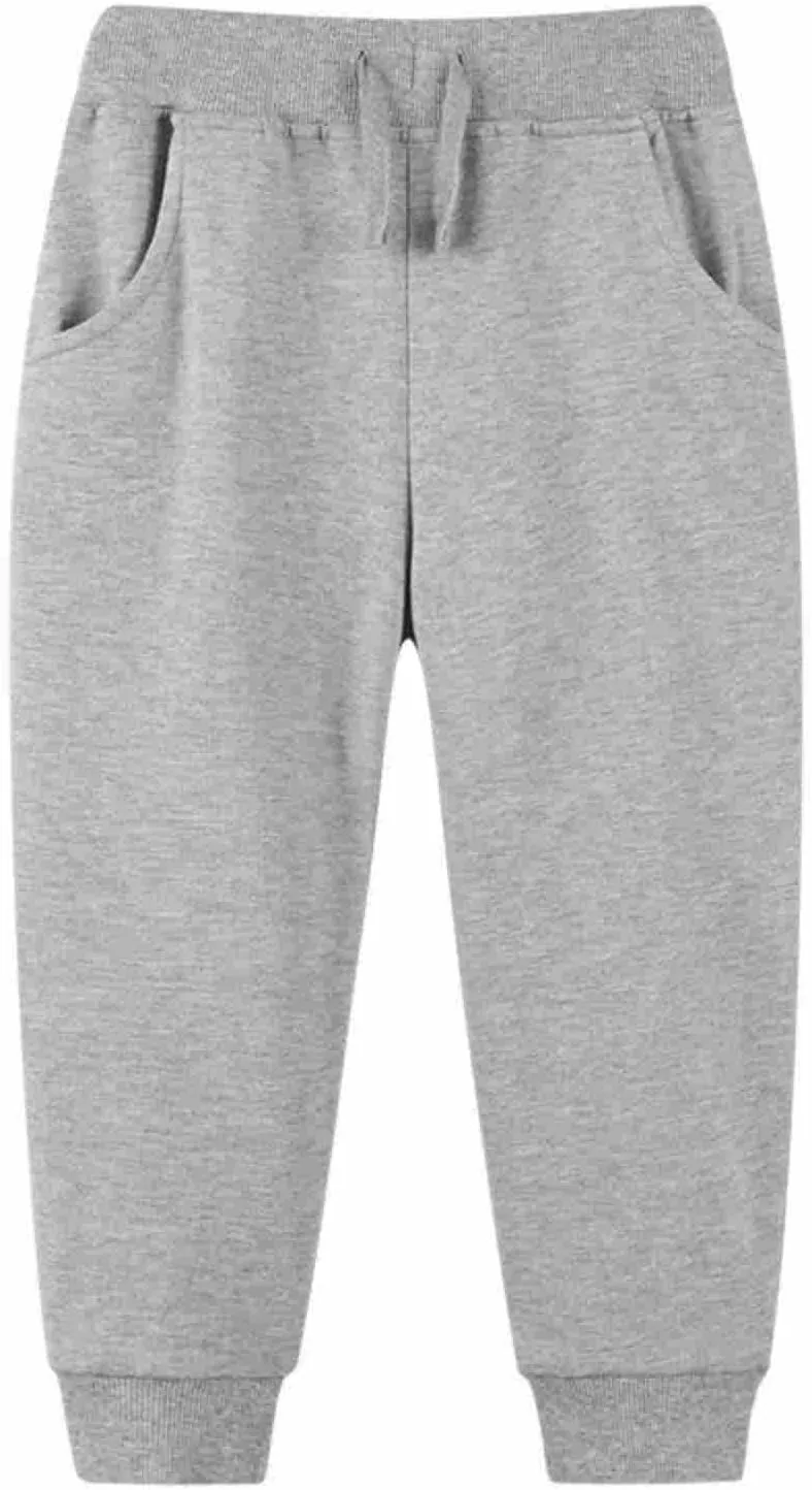 Boys Solid Baggy Causal Sweatpants Pull On Athletic Trousers Elastic Waist Midweight Jogger Pants with Pockets