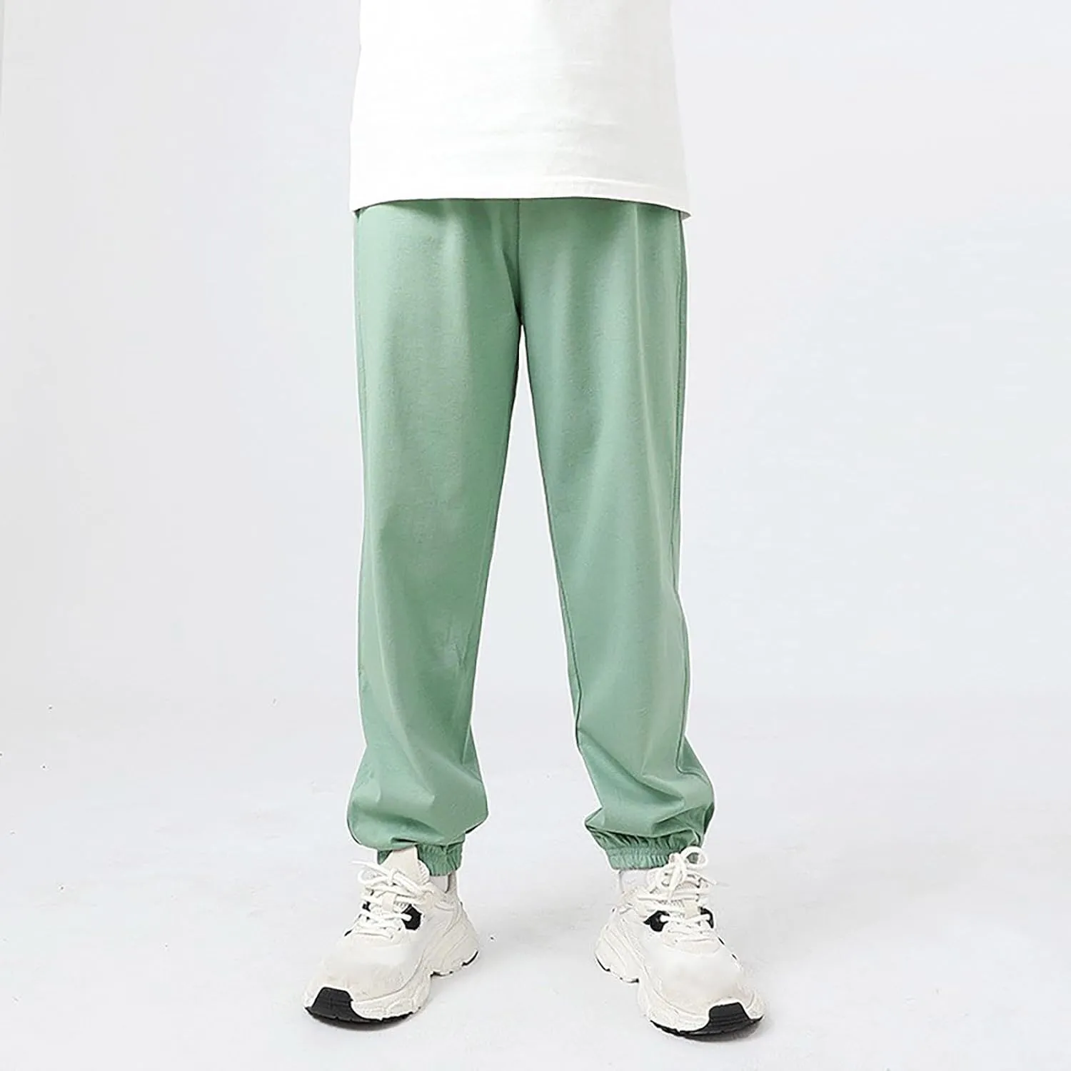 Boys Sweat Jogger Pants Solid Color Elastic Waist Casual Sweatpants Sport Active Trousers Basic Workout Tracksuit