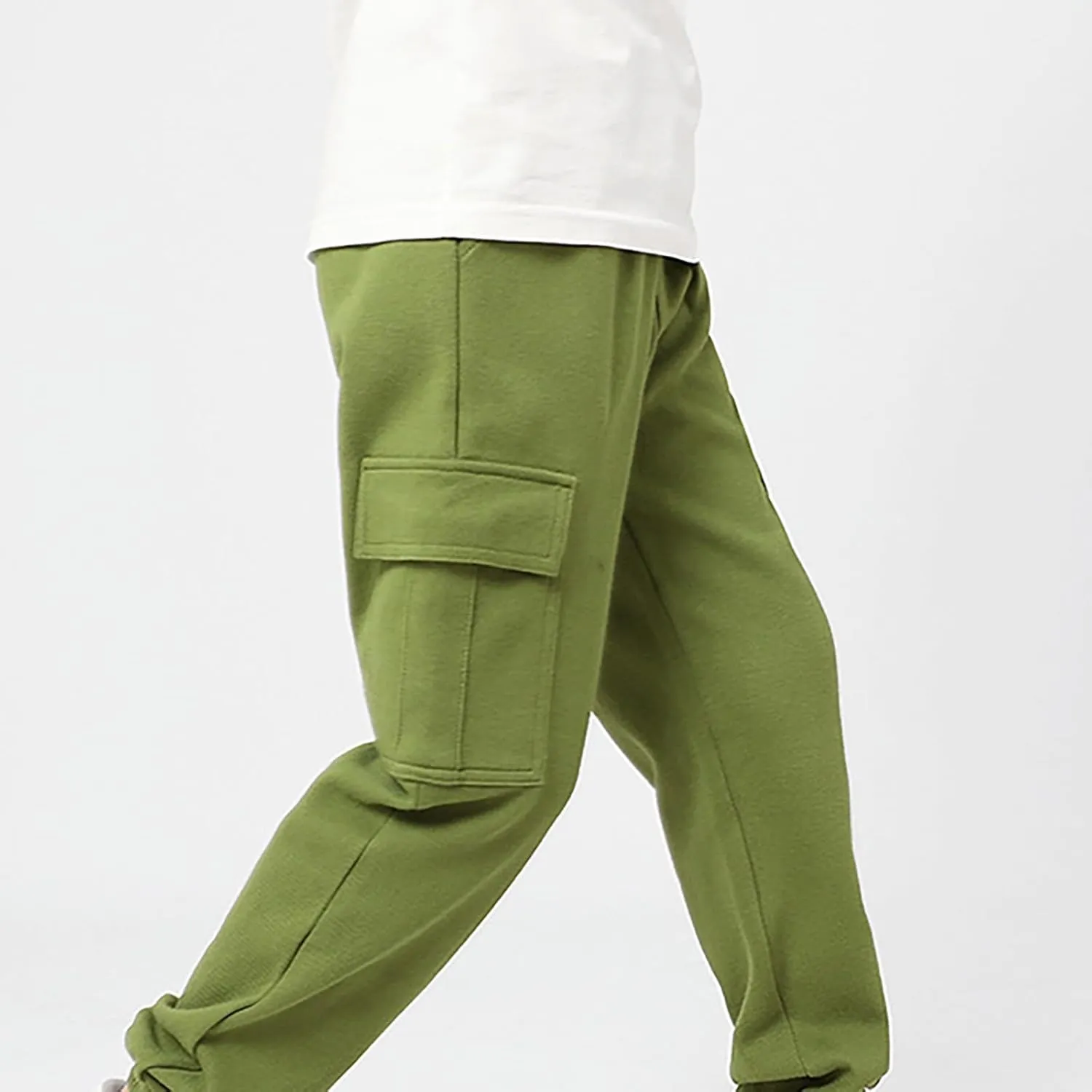 Boys Teens Midweight Sports Pants Athletic Jogger Pants Casual Baggy Pull-On Active Solid Color Cargo Sweatpants