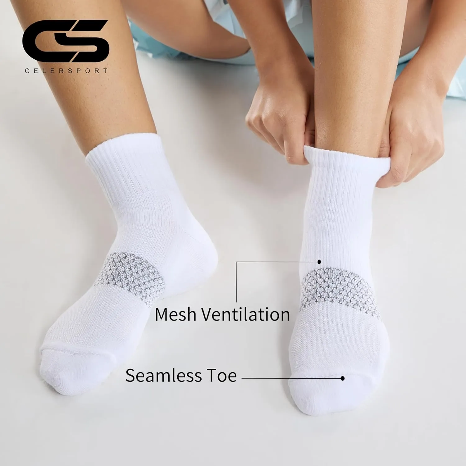 CS CELERSPORT 5 Pairs Women's Ankle Socks Running Athletic Sport Socks with Cushion