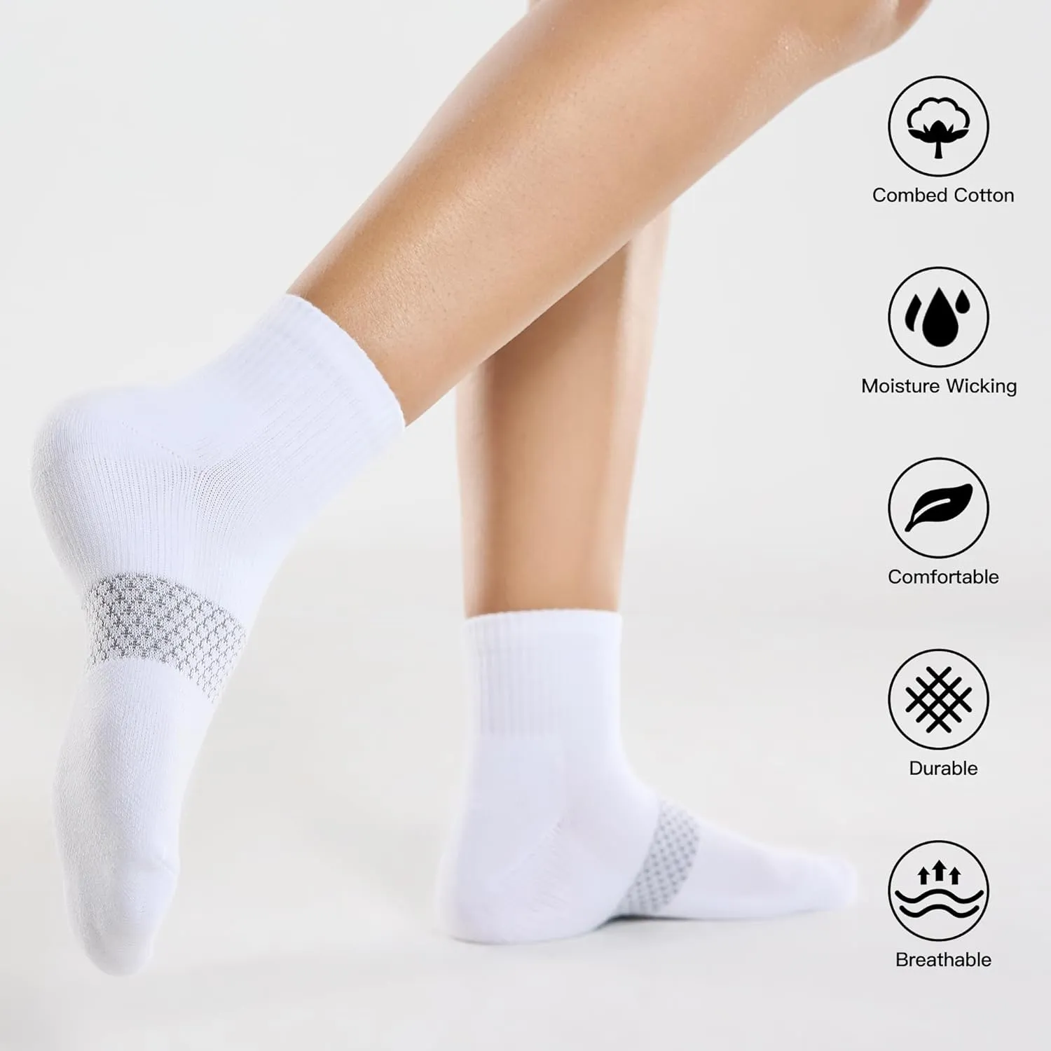 CS CELERSPORT 5 Pairs Women's Ankle Socks Running Athletic Sport Socks with Cushion