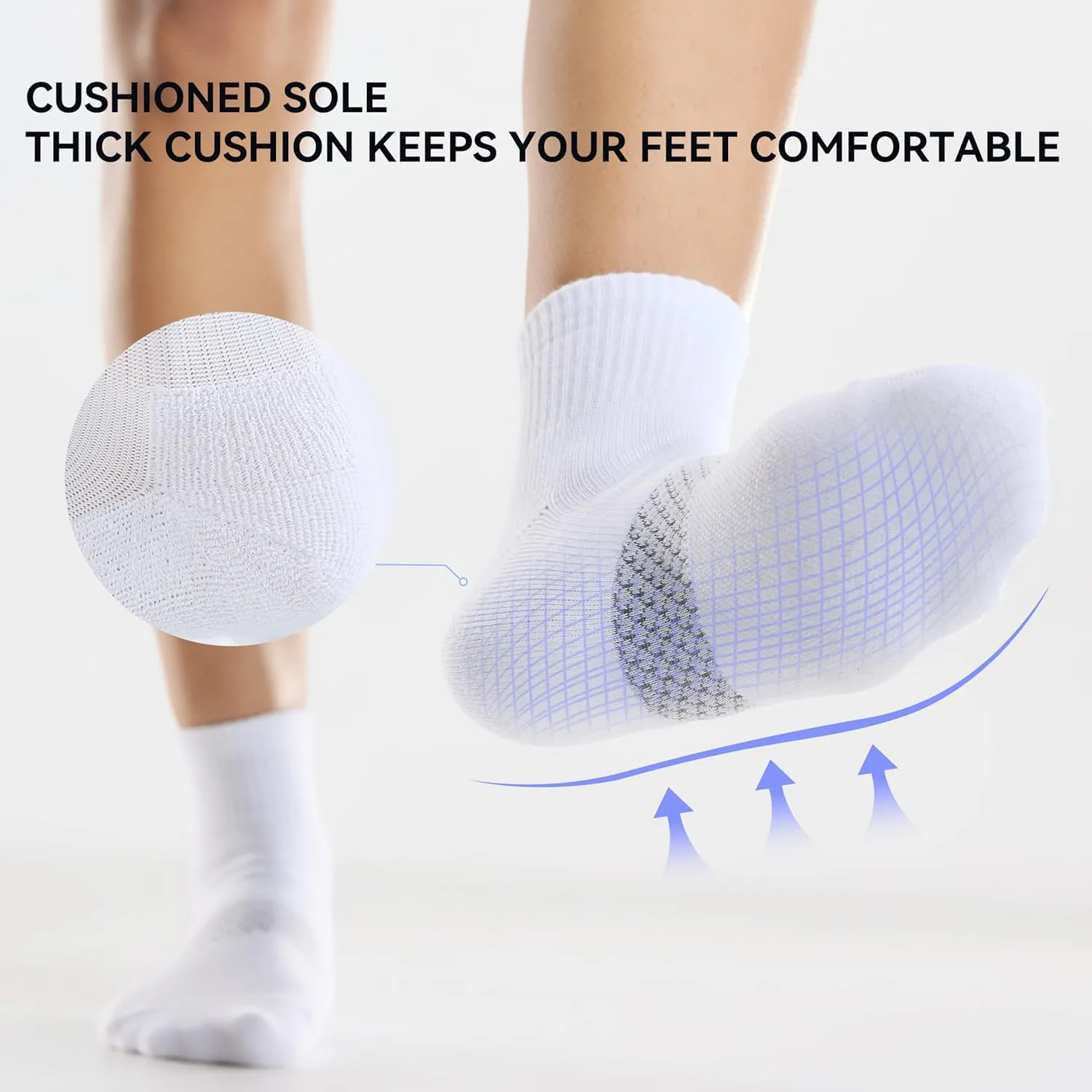 CS CELERSPORT 5 Pairs Women's Ankle Socks Running Athletic Sport Socks with Cushion