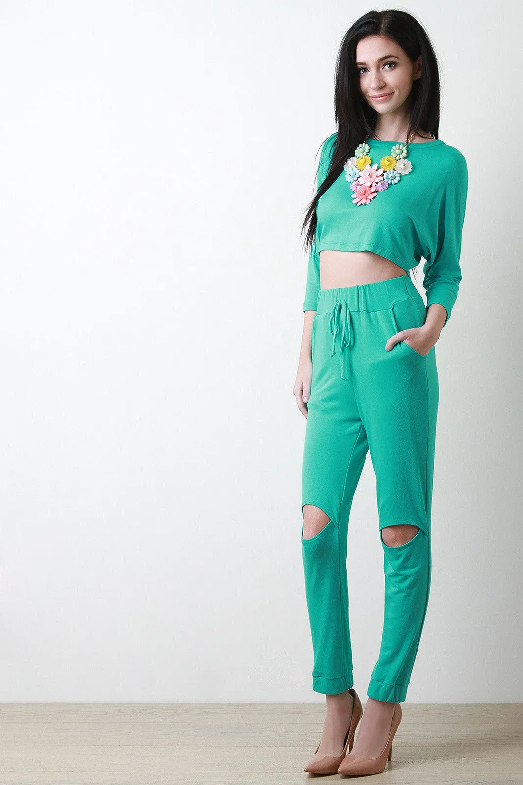 French Terry Knee Cutout Joggers