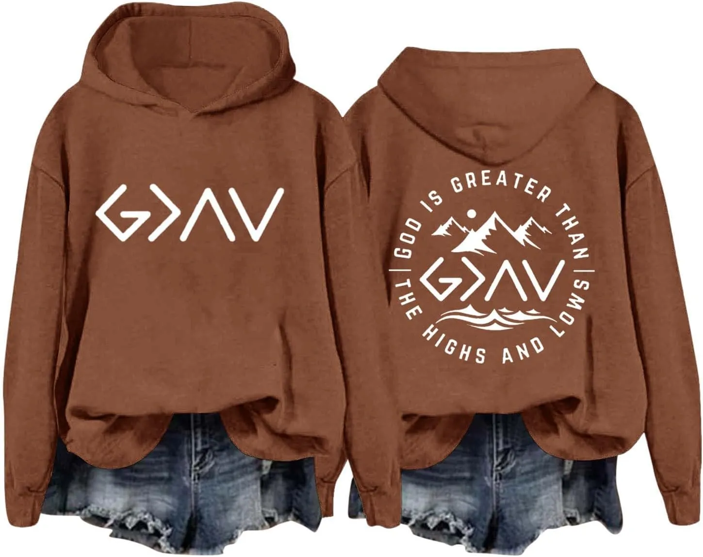 God Is Greater Than The Highs And Lows Christian Sweatshirts For Women Bible Verse Drawstring Lounge Pullover