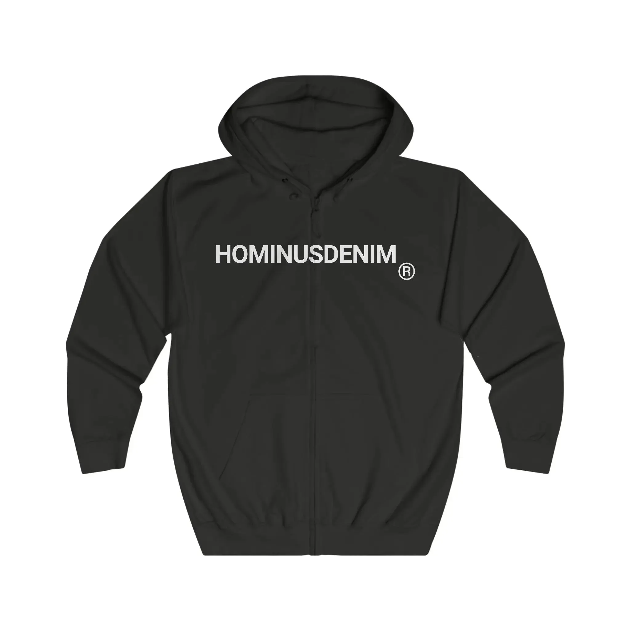 HominusDenim® Grunge Logo Zip Hoodie
