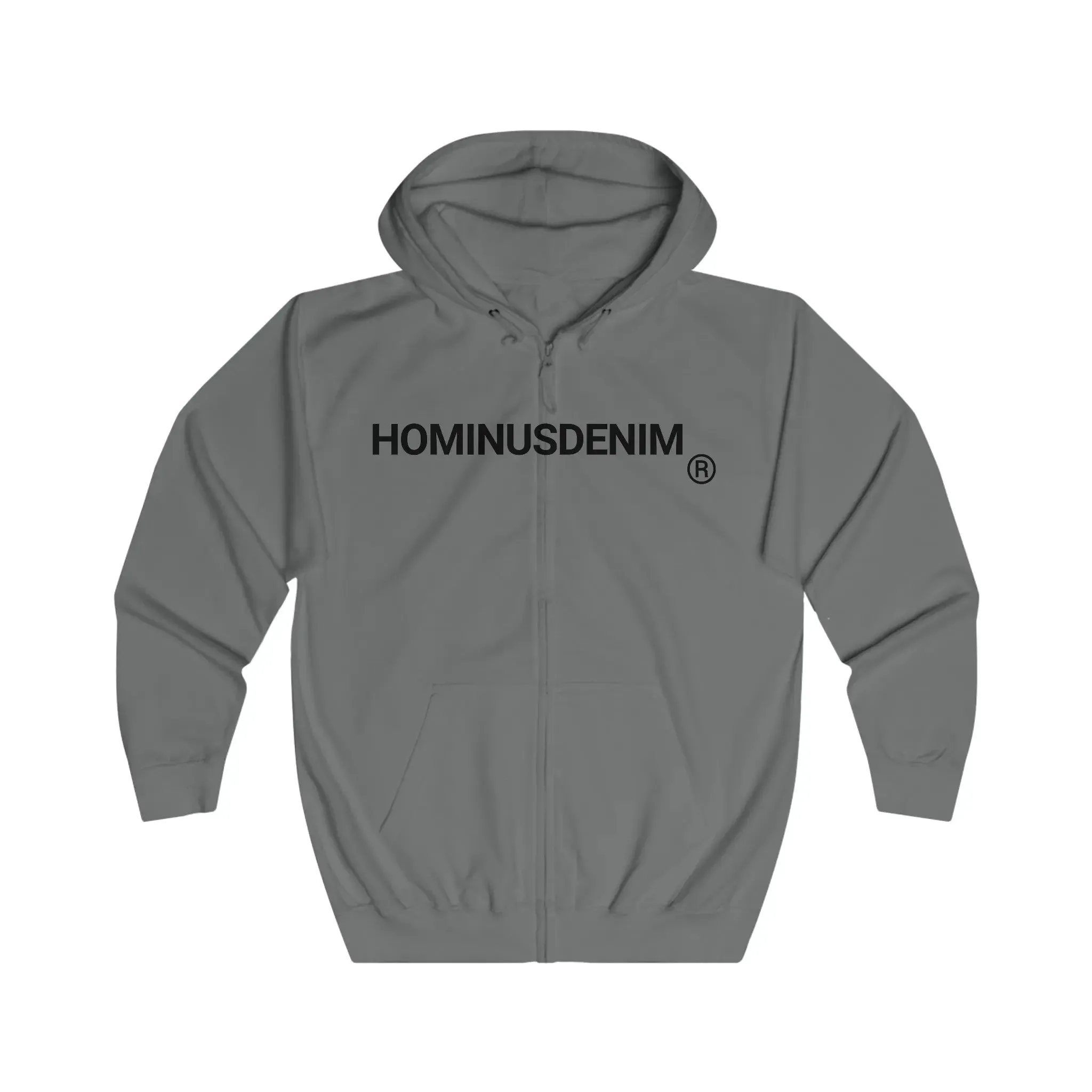 HominusDenim® Grunge Logo Zip Hoodie