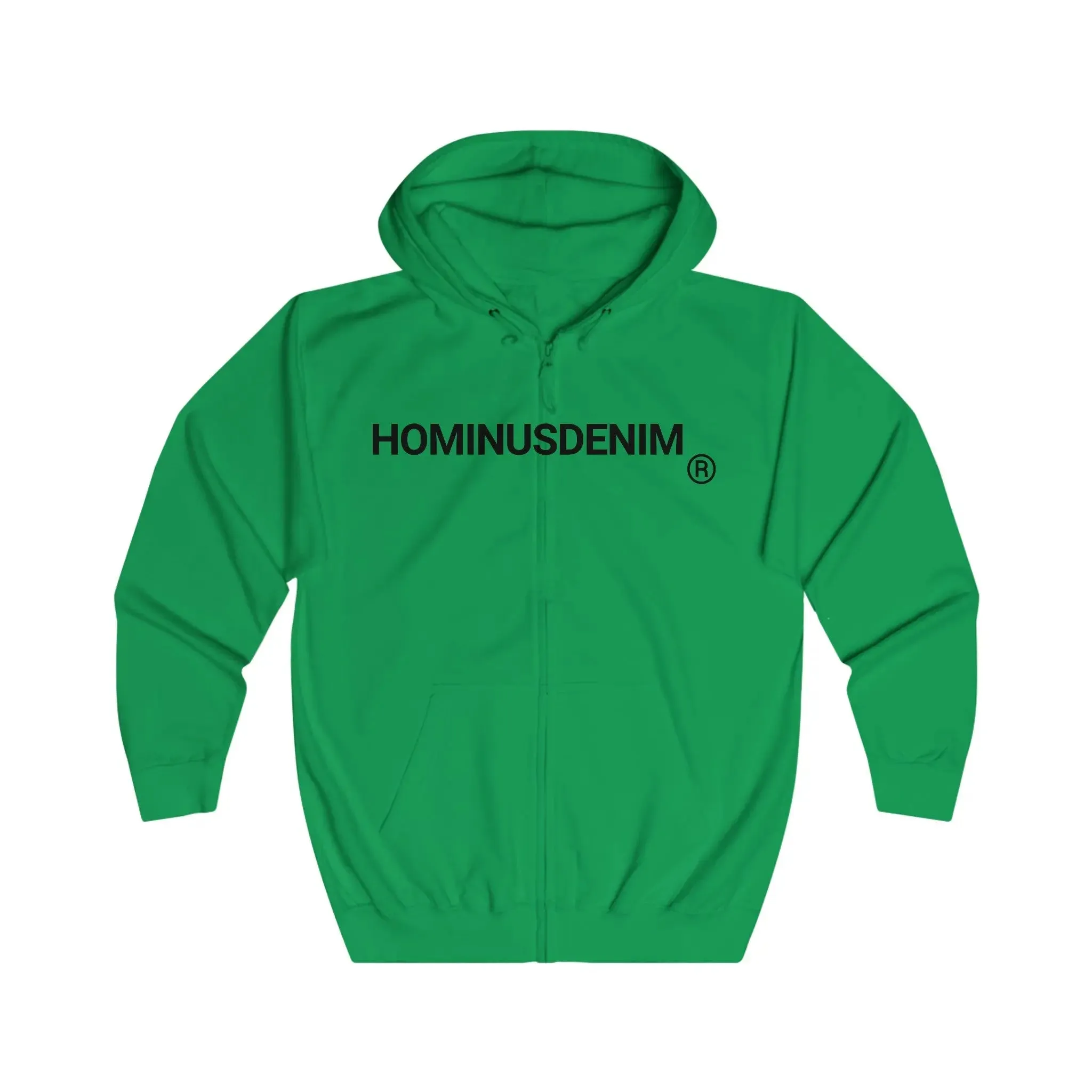 HominusDenim® Grunge Logo Zip Hoodie