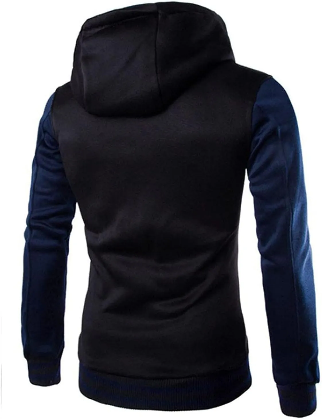 Hooded Varsity Jacket Men,Contrast Color Patchwork Baseball Jacket Button Slim Casual Sports Sweatshirts with Pocket