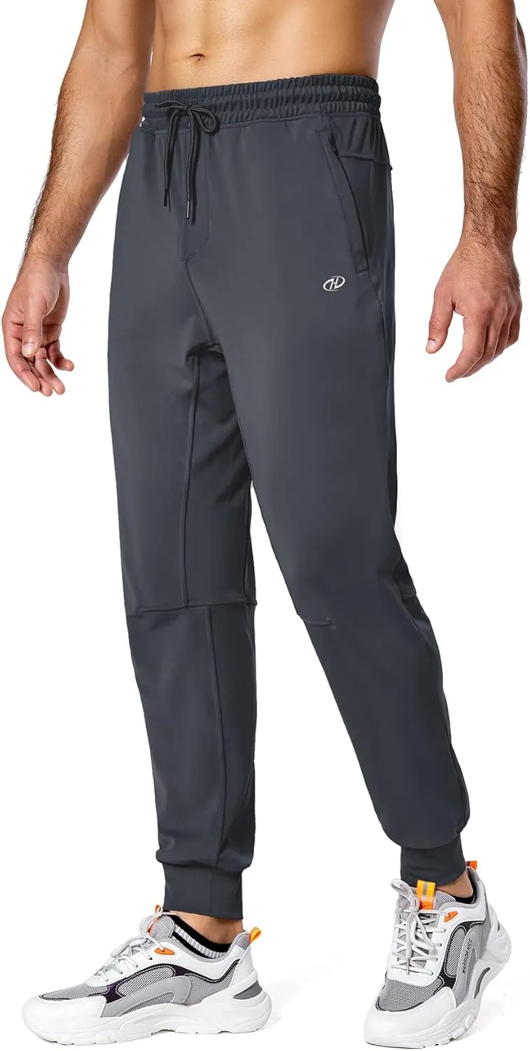Hugut Men's Sweatpants Lightweight with Zipper Pockets Tapered Joggers Athletic Track Pants for Workout Running Training