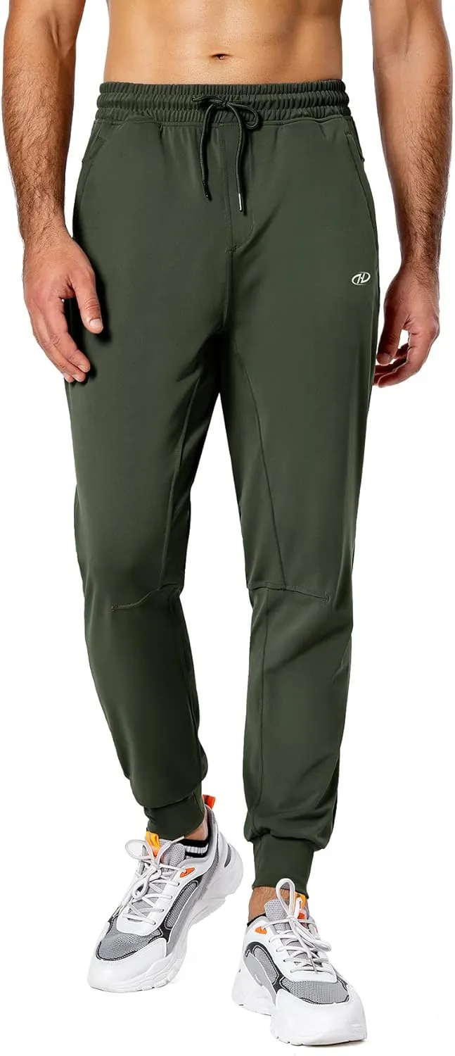 Hugut Men's Sweatpants Lightweight with Zipper Pockets Tapered Joggers Athletic Track Pants for Workout Running Training