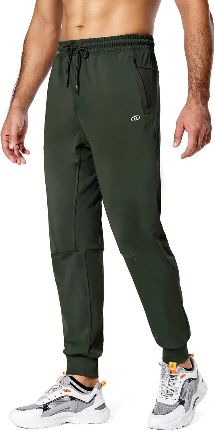 Hugut Men's Sweatpants Lightweight with Zipper Pockets Tapered Joggers Athletic Track Pants for Workout Running Training