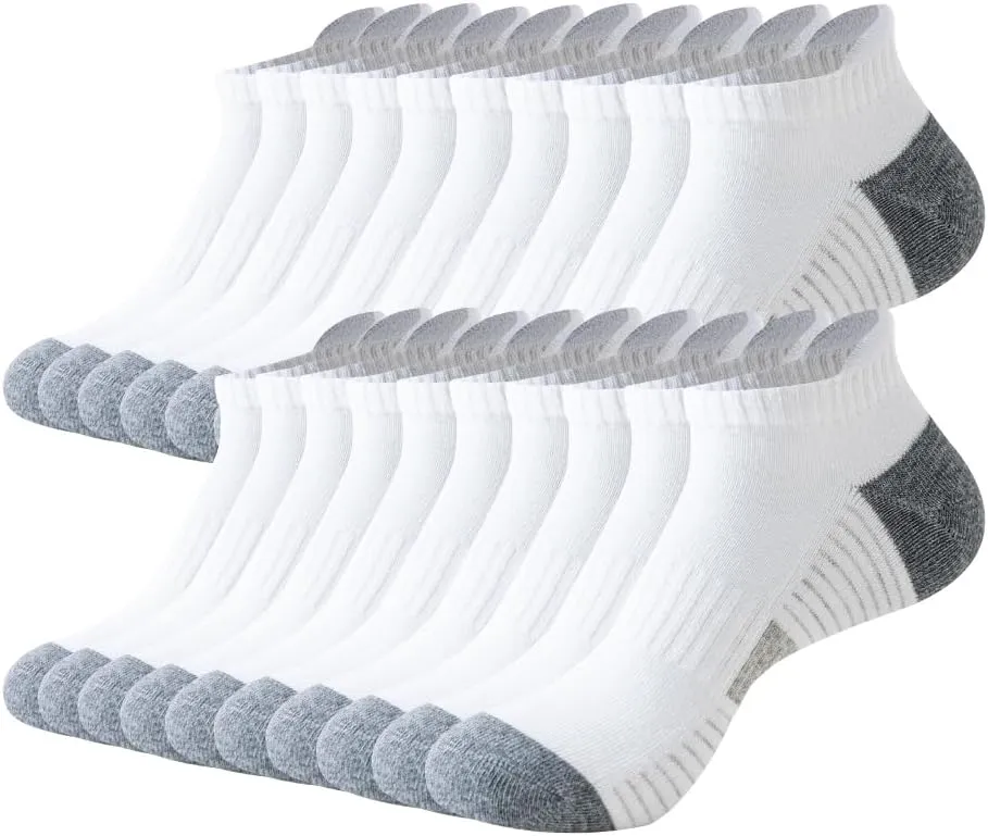 JOYNÉE 10 Pairs Mens Athletic Running Ankle Socks Cushioned Breathable Low Cut Sports Tab Socks for Men,Sock Size 10-13