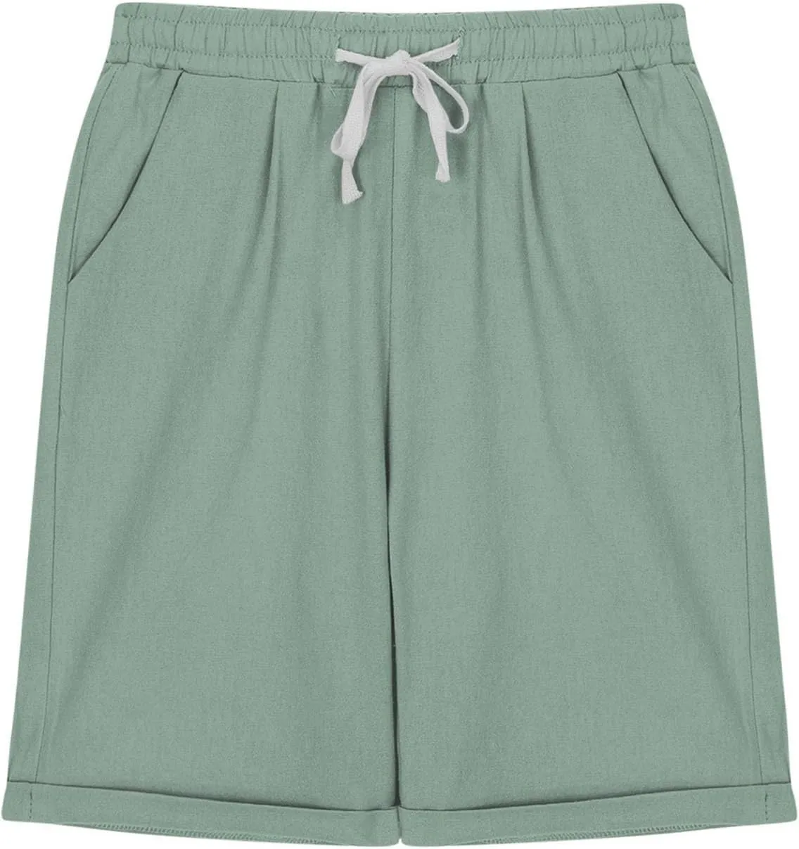 Kids Teens Girls Elastic Waist Knee Length Casual Cotton Shorts with 𝐃rawstring Leisure Joggers Trousers