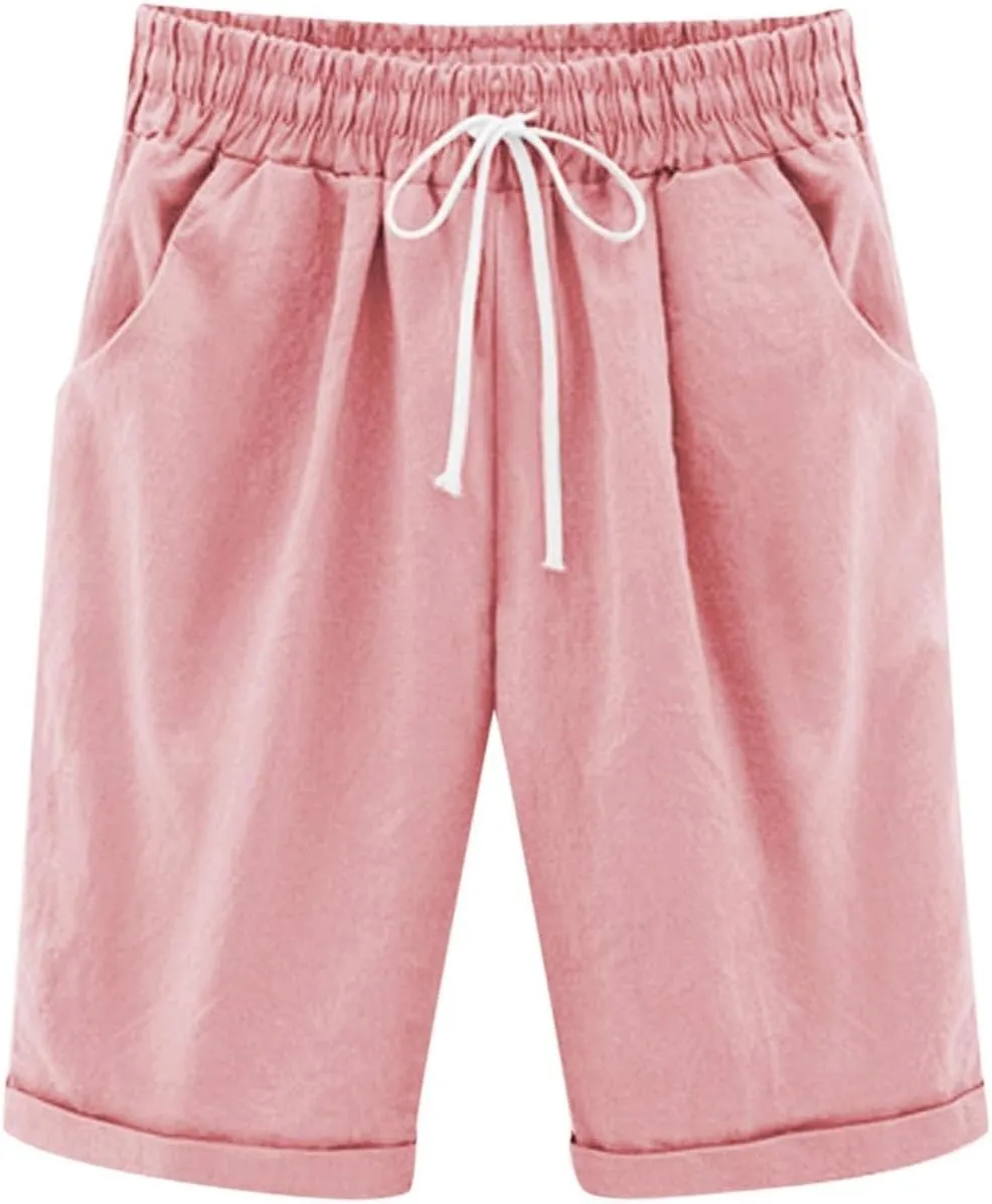 Kids Teens Girls Elastic Waist Knee Length Casual Cotton Shorts with 𝐃rawstring Leisure Joggers Trousers