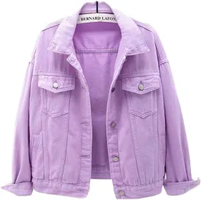 Lazutom Women's Classic Denim Jacket Loost Fit Long Sleeve Button Down Jean Trucker Jacket