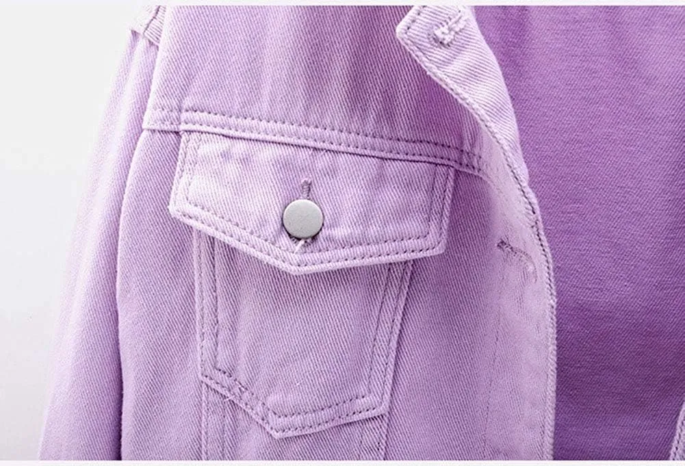 Lazutom Women's Classic Denim Jacket Loost Fit Long Sleeve Button Down Jean Trucker Jacket