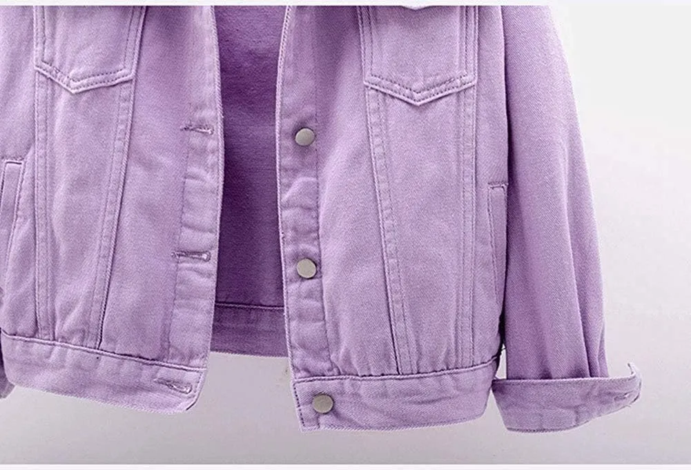 Lazutom Women's Classic Denim Jacket Loost Fit Long Sleeve Button Down Jean Trucker Jacket