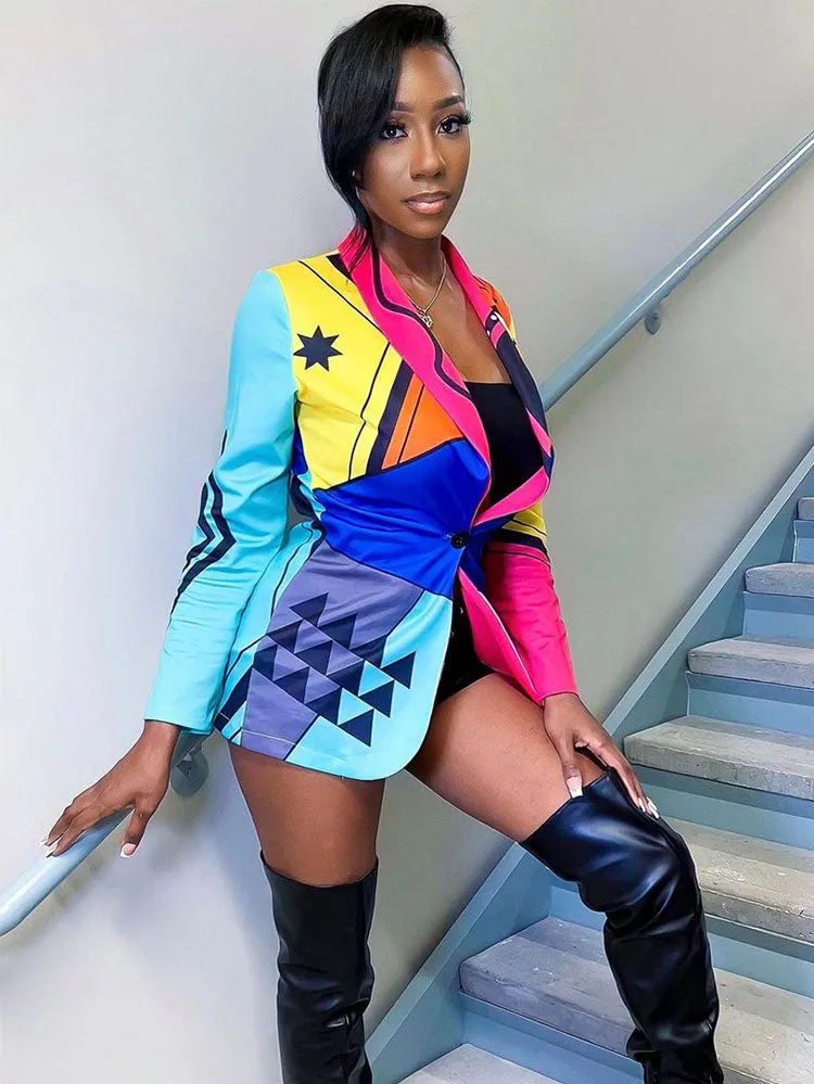 Long Sleeves Color Block Jackets