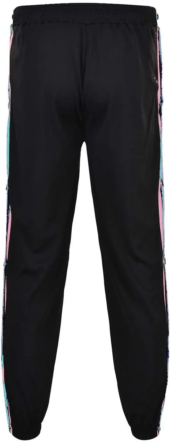 Mens Jogger Pants Tear-Away Athletic Pants Side High Split Snap Button Striped Sweatpants Casual Workout Trousers