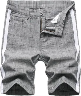 Mens Short Overalls Denim Ripped Denim Shorts Ripped Regular Fit 5-Pocket Jean Work Denim Shorts with Cargo Pockets