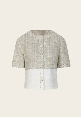 Mix Green White Patchwork Tweed Jacket