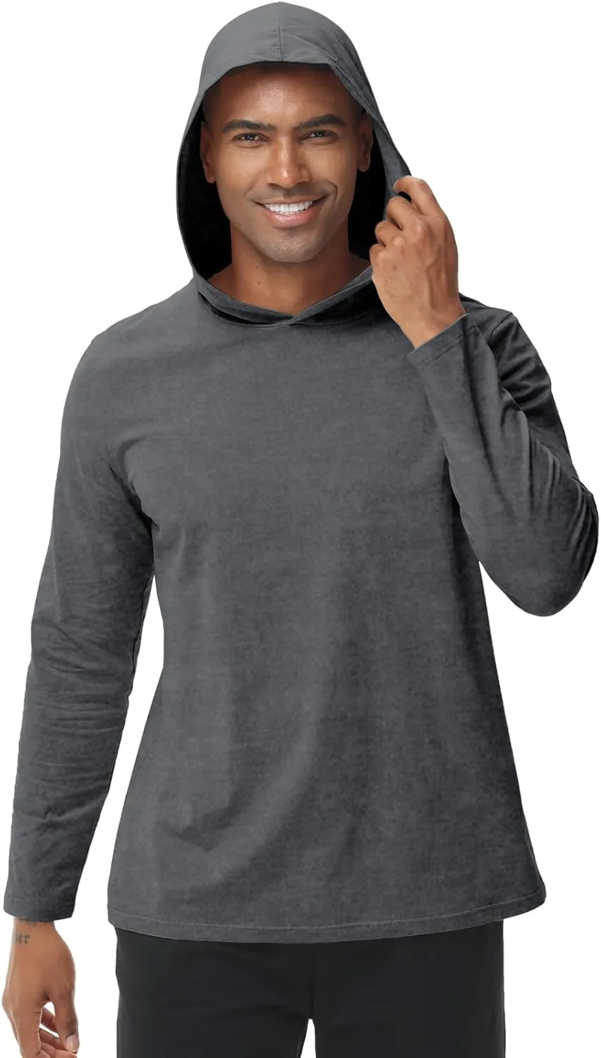 Muscle Killer Men's Workout Long Sleeve Hooded Fishing Shirts Dry Fit Hoodie Active Running