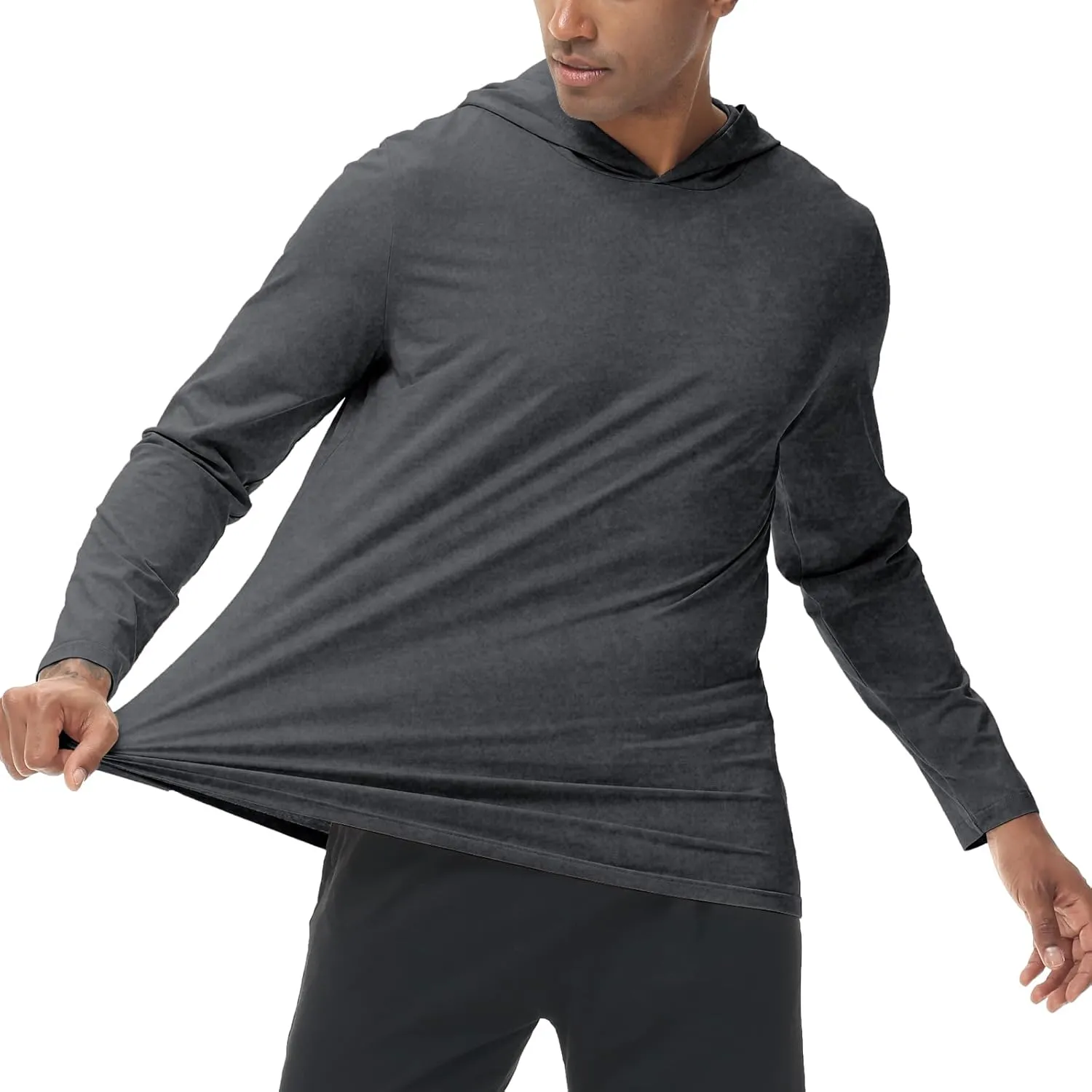 Muscle Killer Men's Workout Long Sleeve Hooded Fishing Shirts Dry Fit Hoodie Active Running