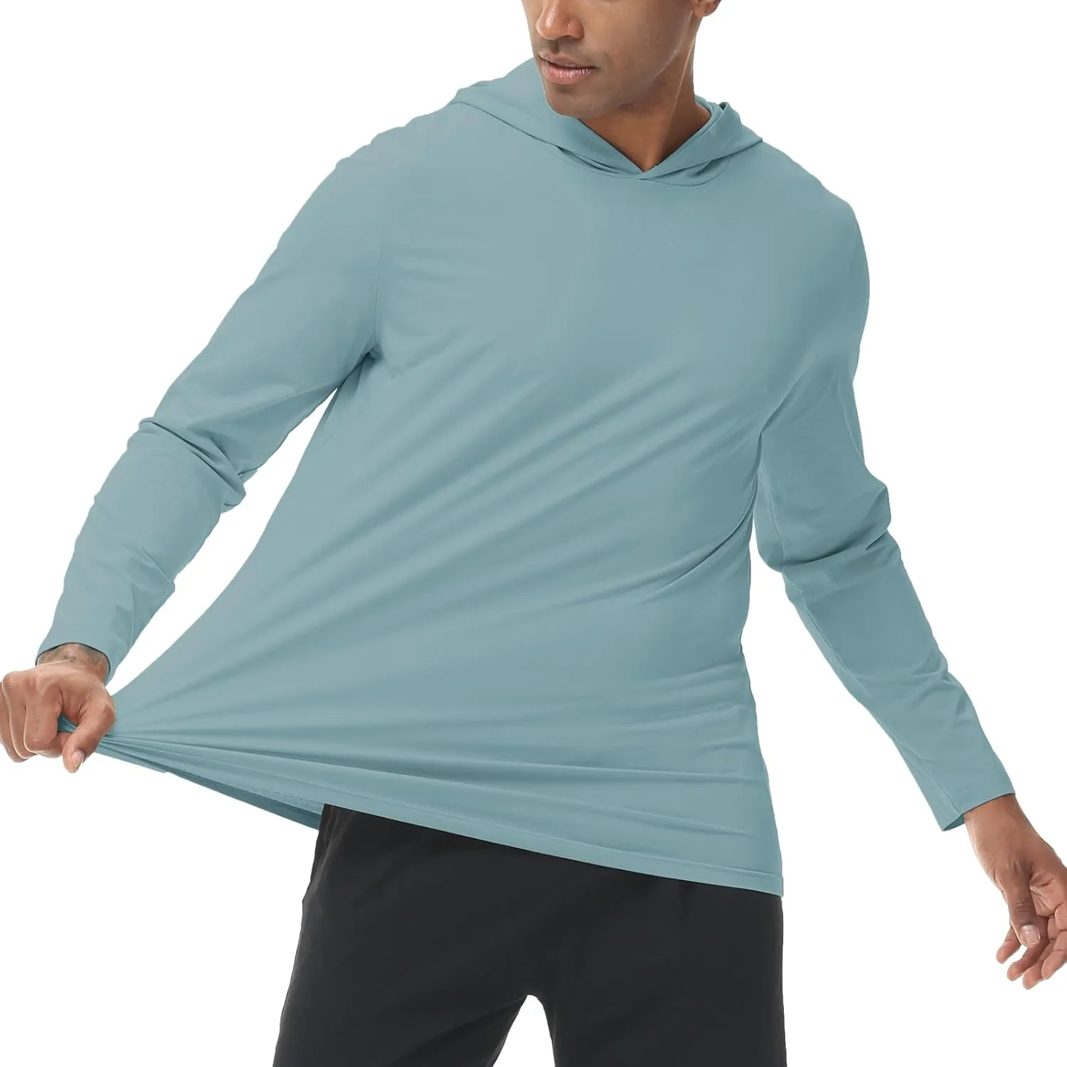 Muscle Killer Men's Workout Long Sleeve Hooded Fishing Shirts Dry Fit Hoodie Active Running
