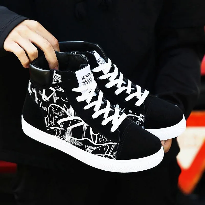 Pattern Printed High Top Sneakers