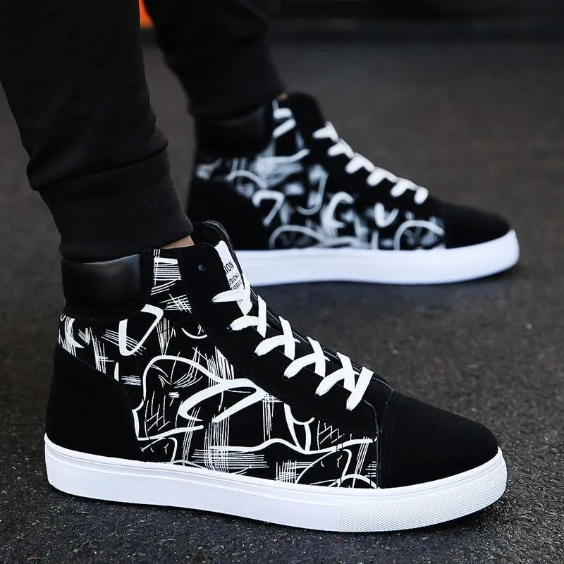 Pattern Printed High Top Sneakers