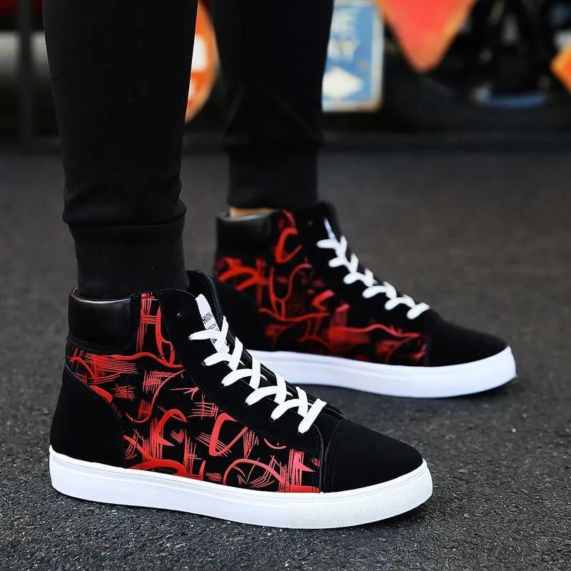 Pattern Printed High Top Sneakers