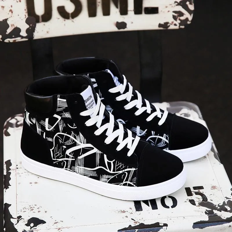 Pattern Printed High Top Sneakers