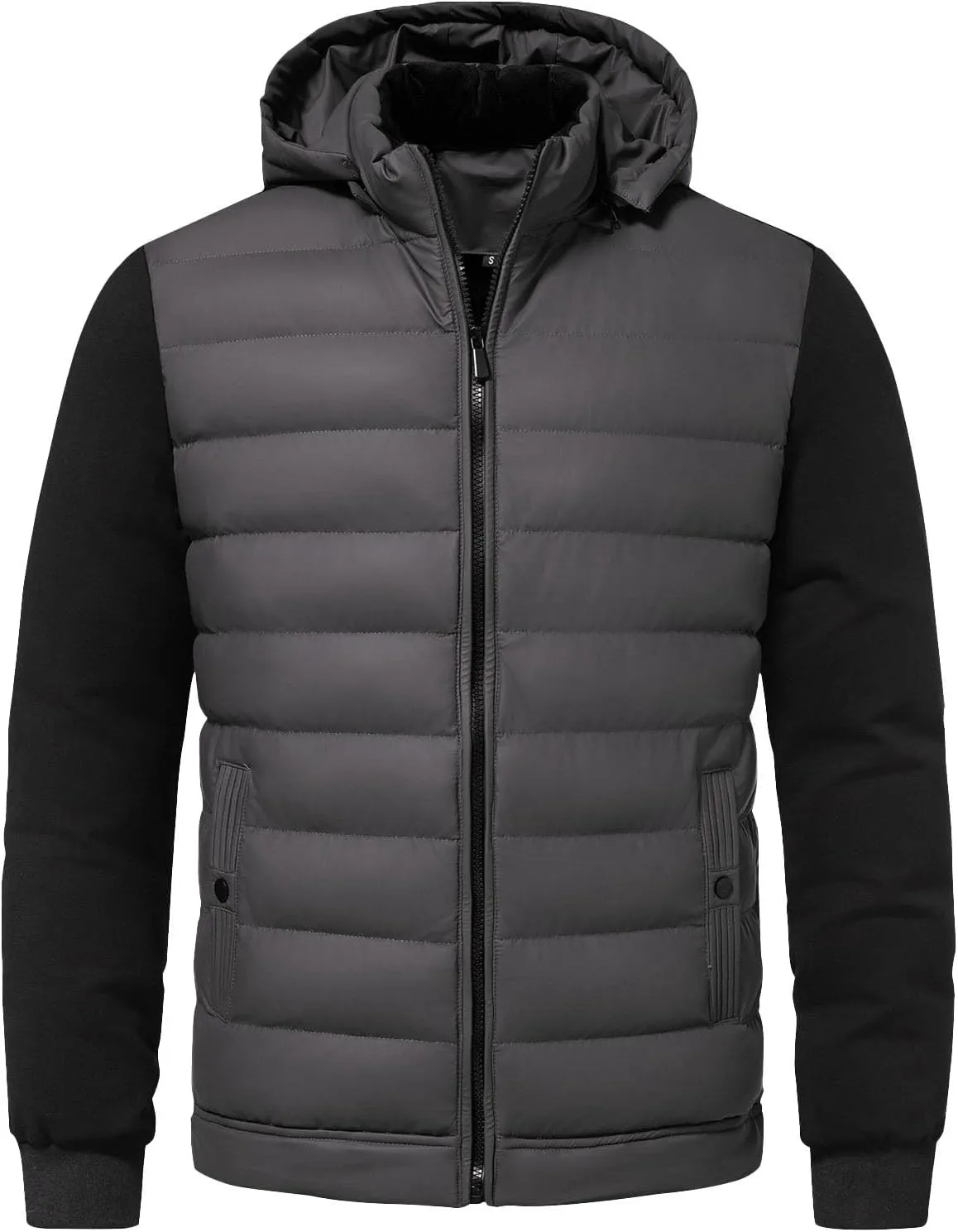 Plus Size Puffer Jacket Mens Hooded Down Jacket Patchwork Jackets Windproof Zipper Coat Winter Warm Cotton Jacke