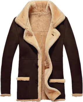 QWENTMTNTY Mens Vintage Faux Sude Leather Jacket Winter Casual Thicken Heavyweight Coat Lapel Patchwork Warm Coats Pockets