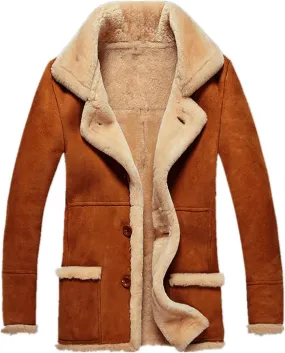 QWENTMTNTY Mens Vintage Faux Sude Leather Jacket Winter Casual Thicken Heavyweight Coat Lapel Patchwork Warm Coats Pockets