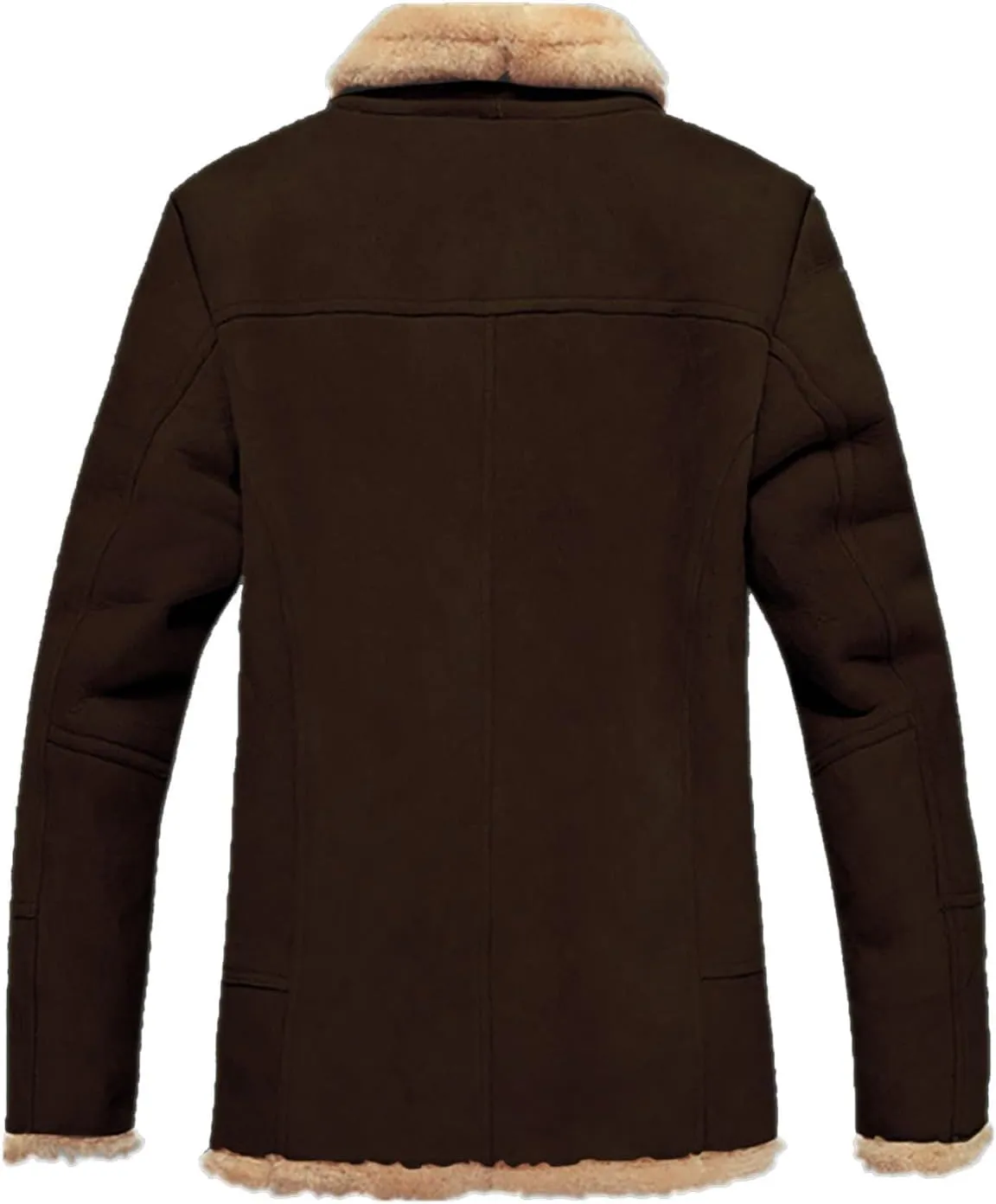 QWENTMTNTY Mens Vintage Faux Sude Leather Jacket Winter Casual Thicken Heavyweight Coat Lapel Patchwork Warm Coats Pockets