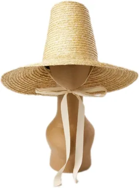 Retro Pointed High Top with Straps Large Eaves Bowler Hat Modeling Hat Large Brim Hat(E)